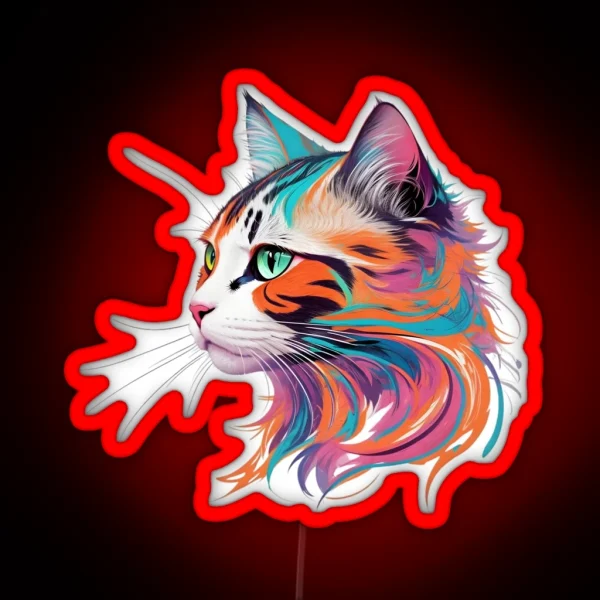 Pawsitively Colorful A Bright And Cute Cat Portrait RGB Neon Sign