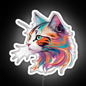 Pawsitively Colorful A Bright And Cute Cat Portrait RGB Neon Sign