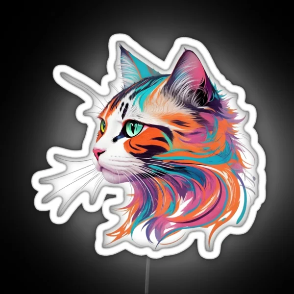 Pawsitively Colorful A Bright And Cute Cat Portrait RGB Neon Sign