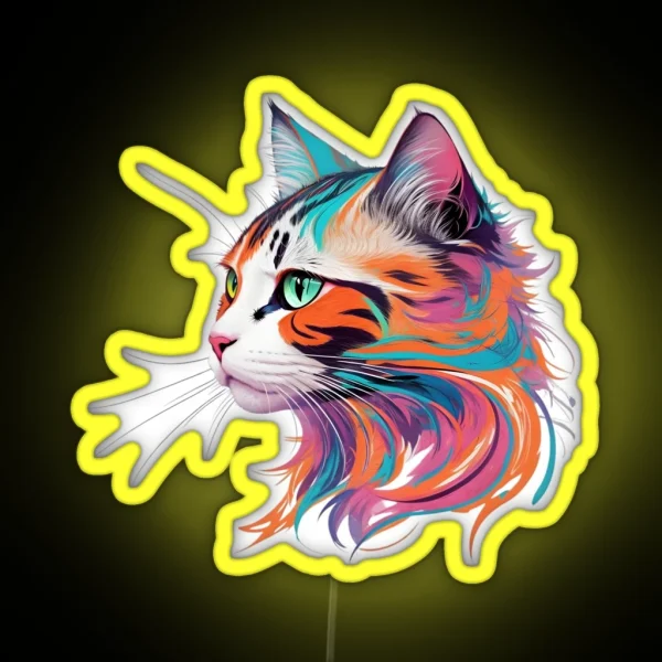 Pawsitively Colorful A Bright And Cute Cat Portrait RGB Neon Sign