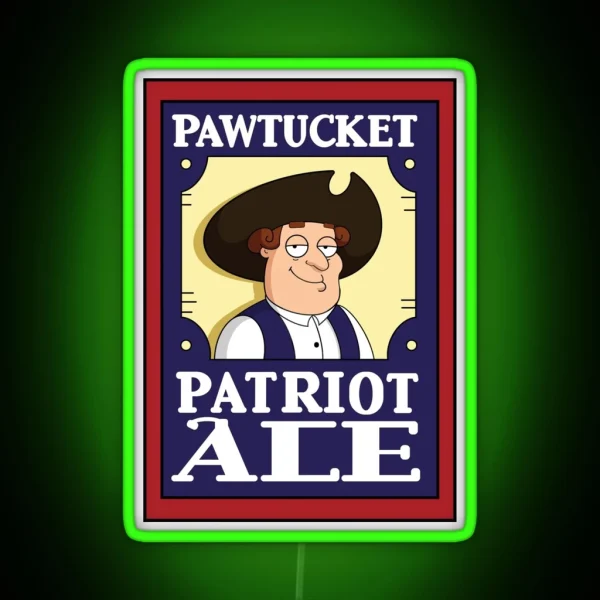 Pawtucket Patriot Ale Logo Design RGB Neon Sign