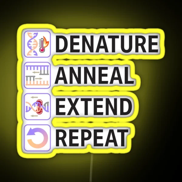 PCR Steps Polymerase Chain Reaction RGB Neon Sign