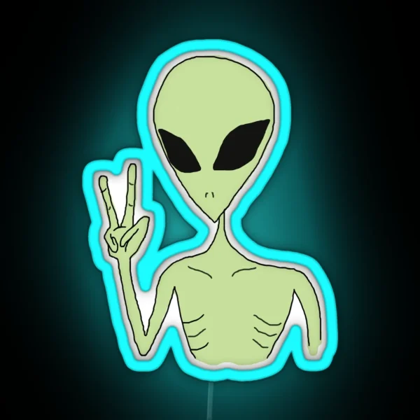 Peace Alien RGB Neon Sign