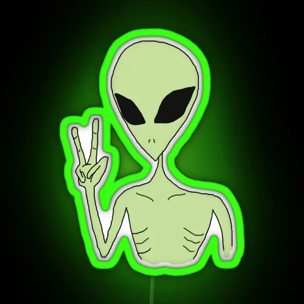 Peace Alien RGB Neon Sign