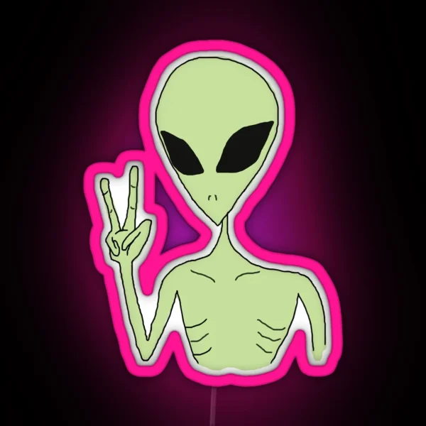 Peace Alien RGB Neon Sign