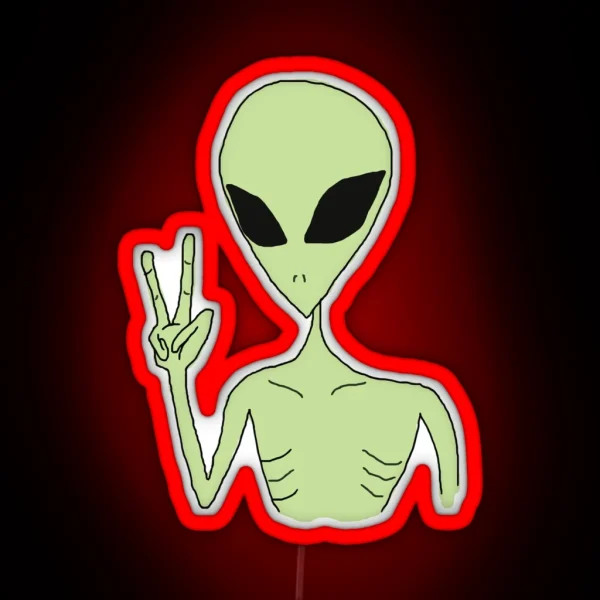 Peace Alien RGB Neon Sign