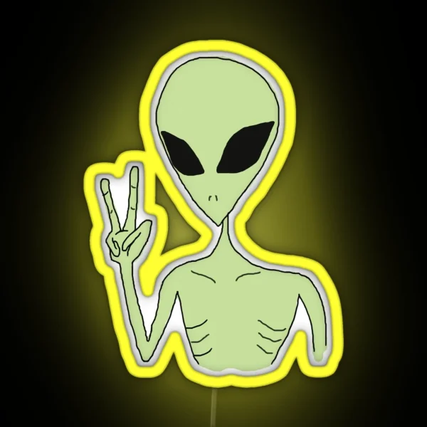 Peace Alien RGB Neon Sign