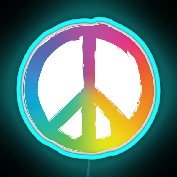 Peace And Pece Sign RGB Neon Sign