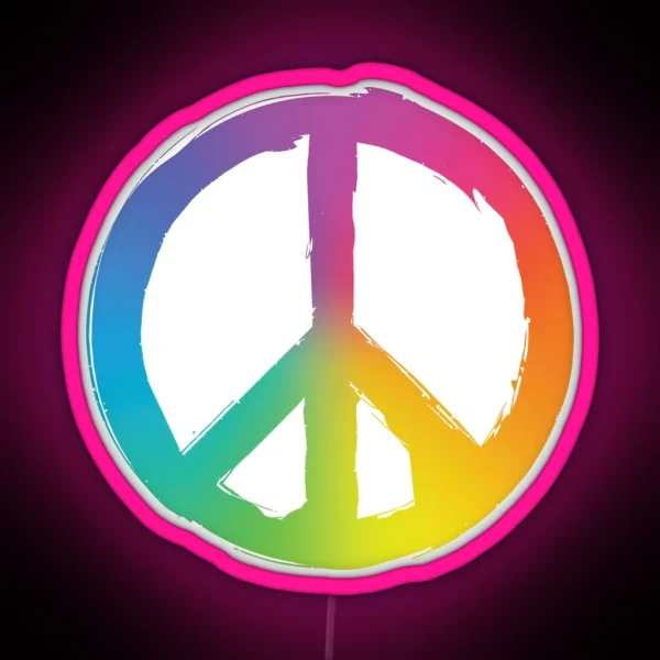 Peace And Pece Sign RGB Neon Sign