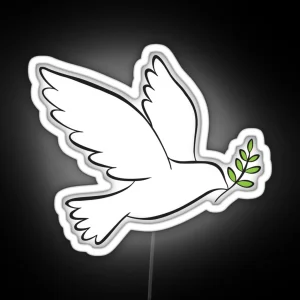 Peace Dove With Olive Branch RGB Neon Sign