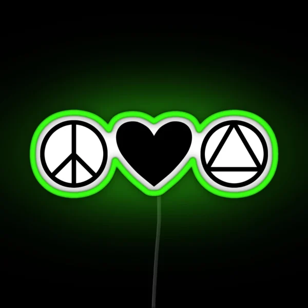 Peace Love AA Alcoholics Anonymous RGB Neon Sign