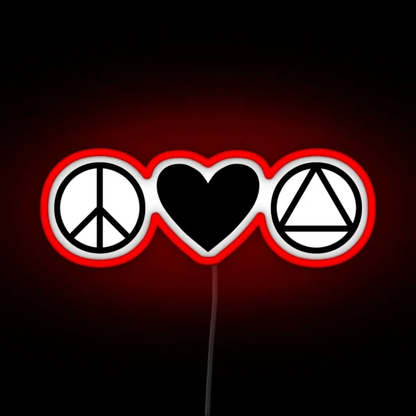 Peace Love AA Alcoholics Anonymous RGB Neon Sign