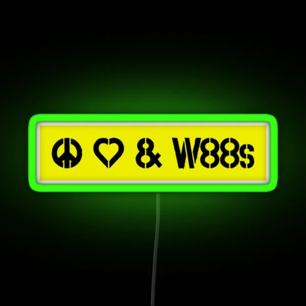 Peace Love And W88s Led Yellow RGB Neon Sign
