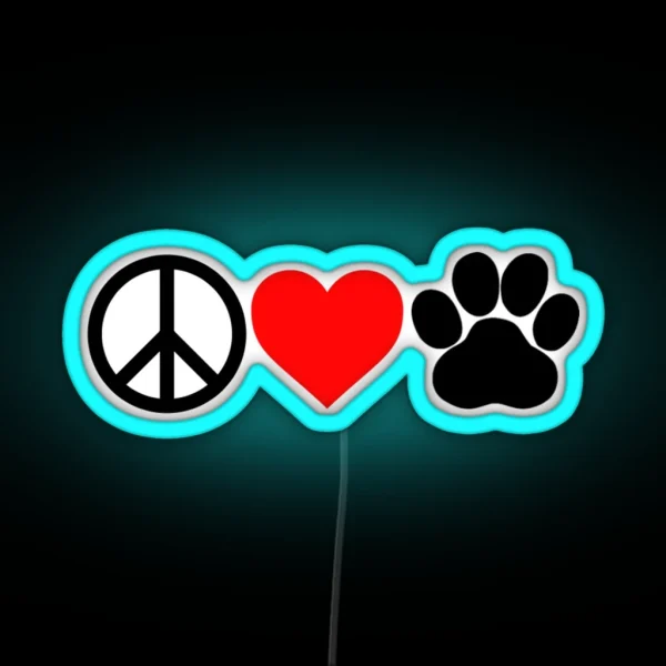 Peace Love Paws RGB Neon Sign