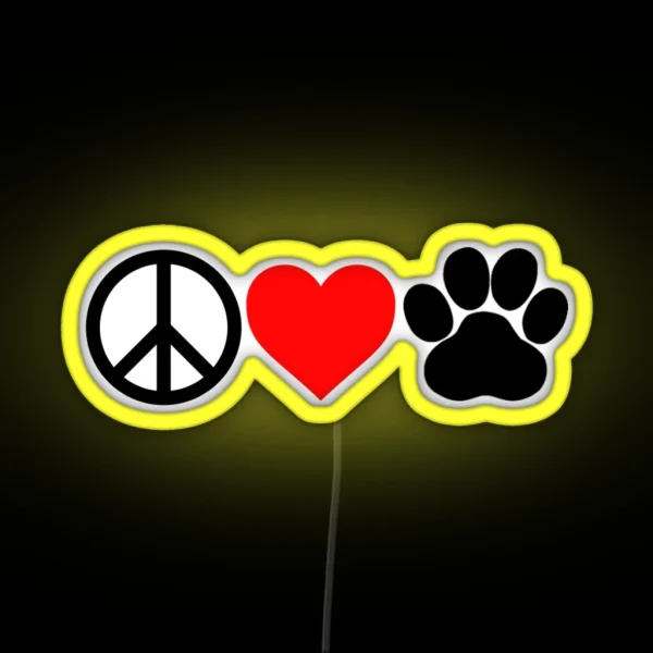 Peace Love Paws RGB Neon Sign
