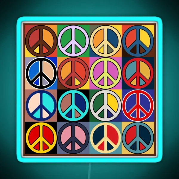 Peace Mosaic RGB Neon Sign
