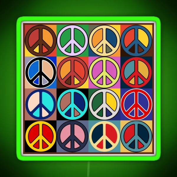 Peace Mosaic RGB Neon Sign