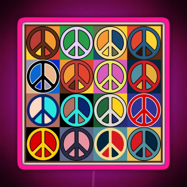 Peace Mosaic RGB Neon Sign