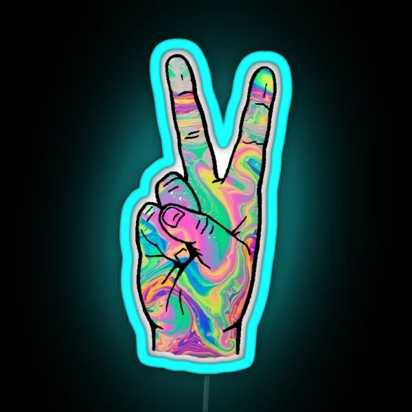 Peace Out RGB Neon Sign