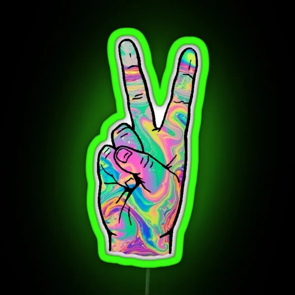 Peace Out RGB Neon Sign