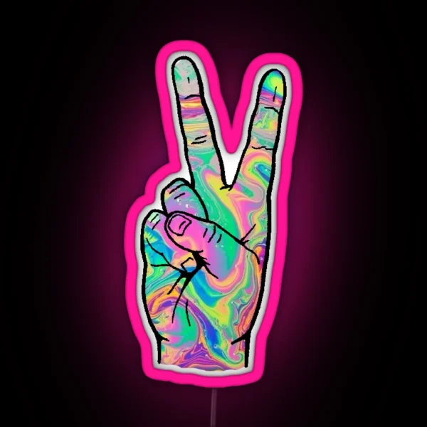 Peace Out RGB Neon Sign