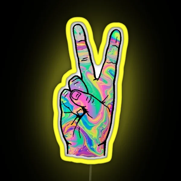 Peace Out RGB Neon Sign