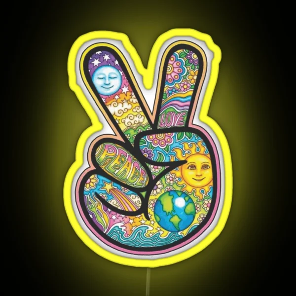 Peace Sign Earth Day RGB Neon Sign
