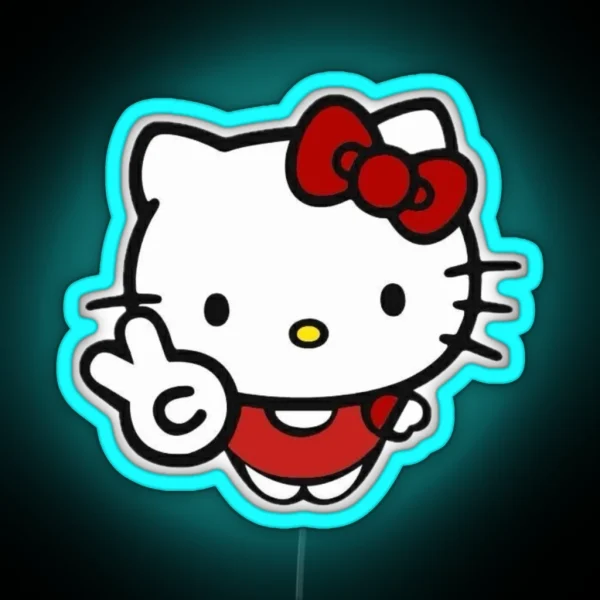Peace Sign Hello Kitty RGB Neon Sign
