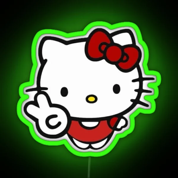 Peace Sign Hello Kitty RGB Neon Sign