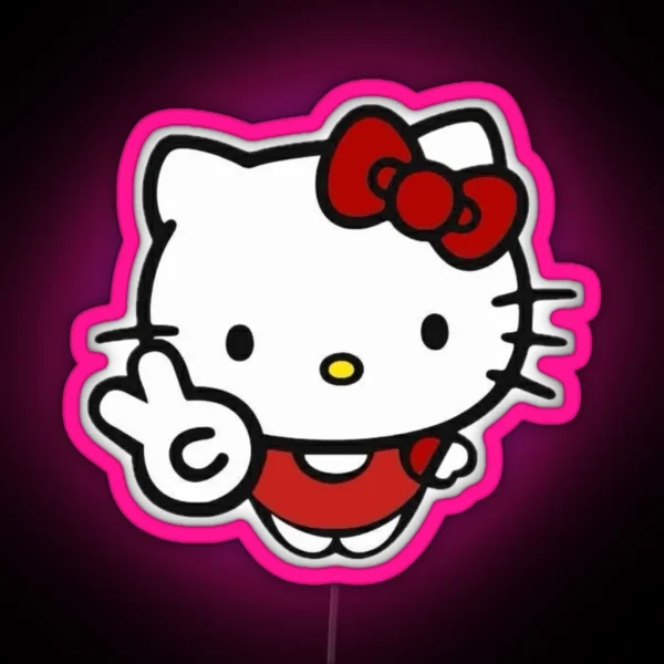 Peace Sign Hello Kitty RGB Neon Sign