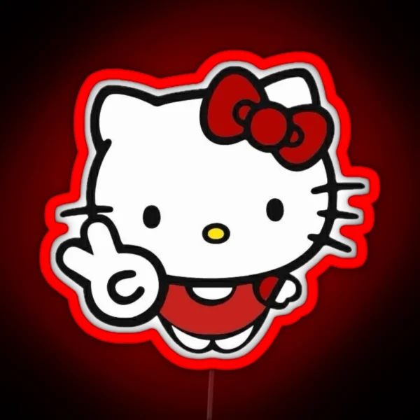 Peace Sign Hello Kitty RGB Neon Sign
