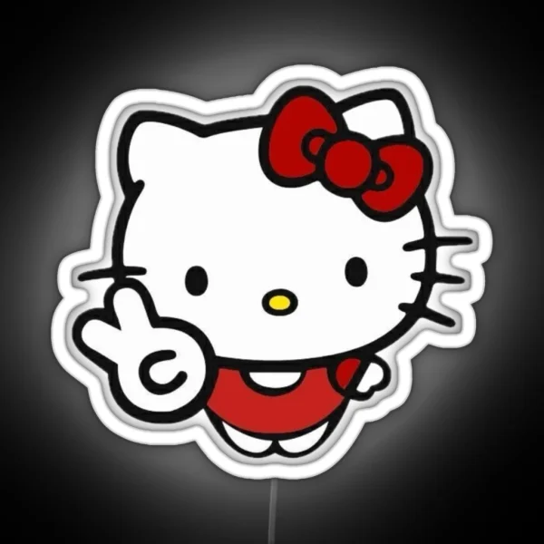 Peace Sign Hello Kitty RGB Neon Sign