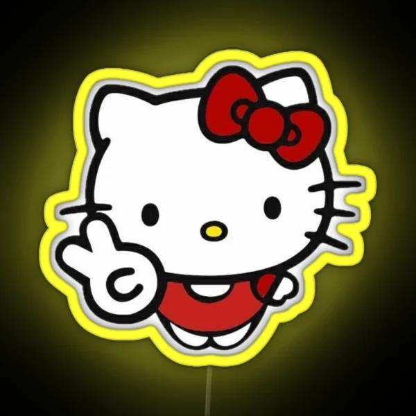 Peace Sign Hello Kitty RGB Neon Sign