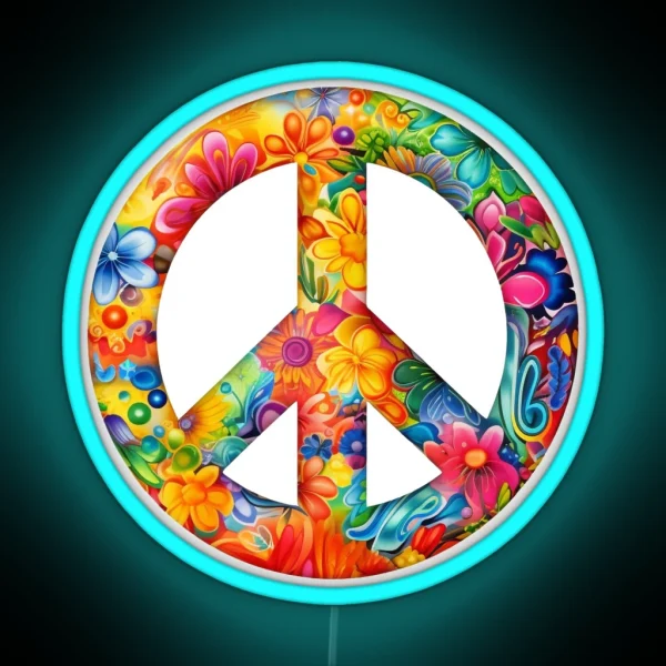 Peace Sign Peace RGB Neon Sign