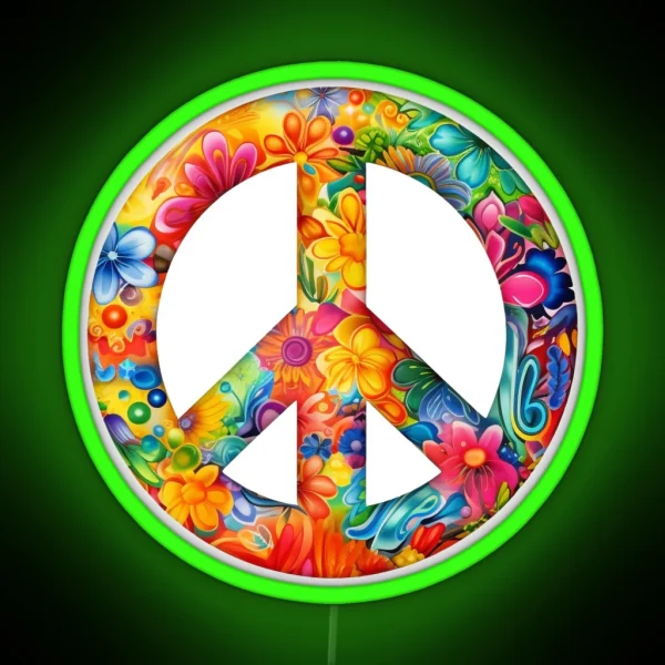 Peace Sign Peace RGB Neon Sign