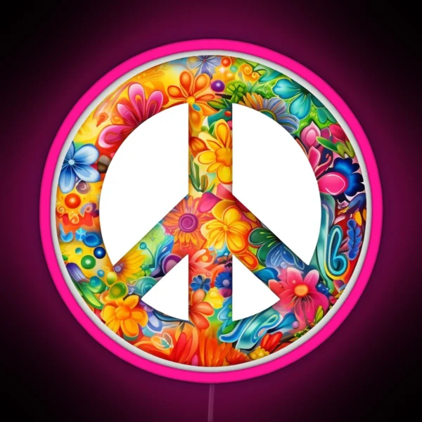 Peace Sign Peace RGB Neon Sign