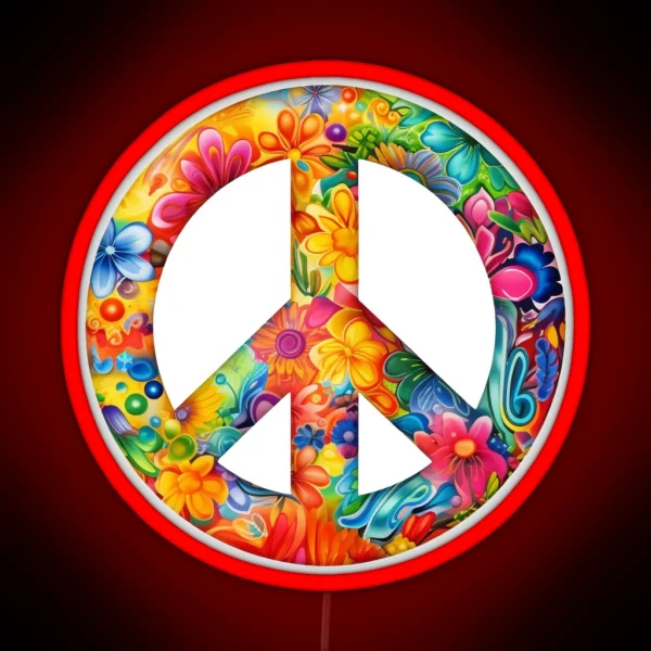 Peace Sign Peace RGB Neon Sign