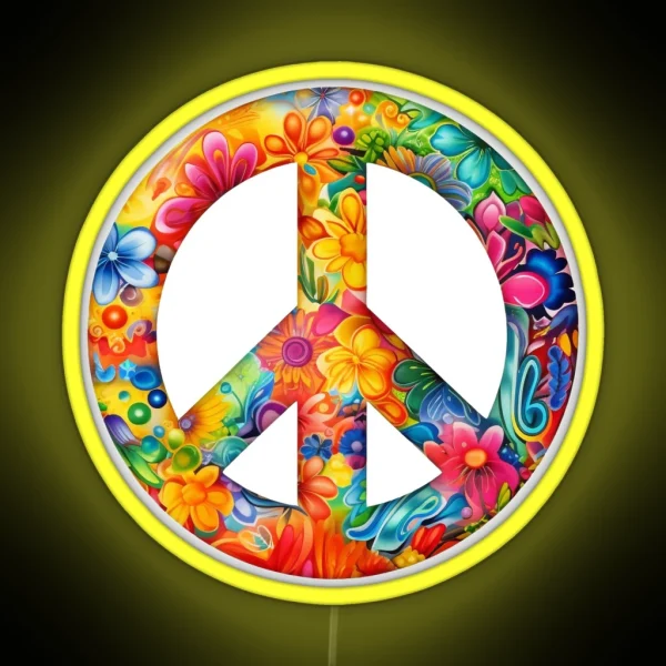 Peace Sign Peace RGB Neon Sign