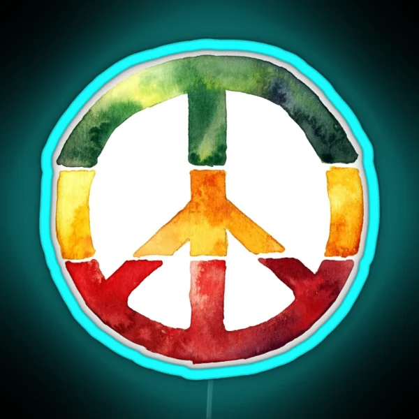 Peace Sign Rasta Reggae No War Design Rastafari Gift RGB Neon Sign