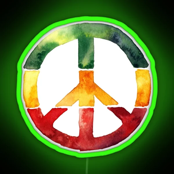 Peace Sign Rasta Reggae No War Design Rastafari Gift RGB Neon Sign
