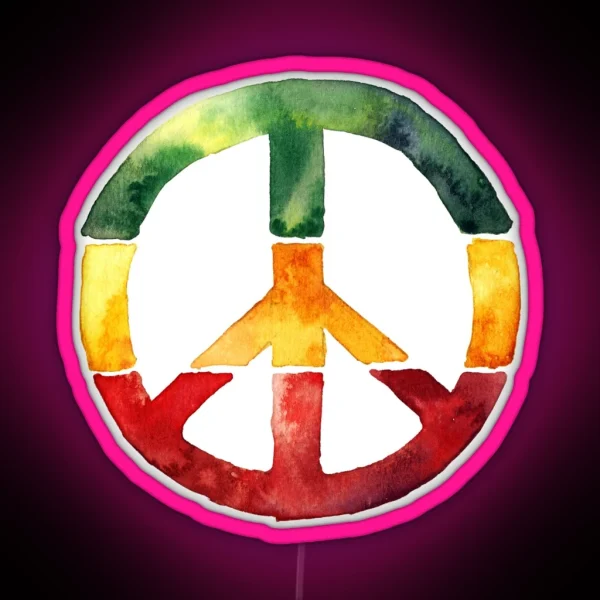 Peace Sign Rasta Reggae No War Design Rastafari Gift RGB Neon Sign