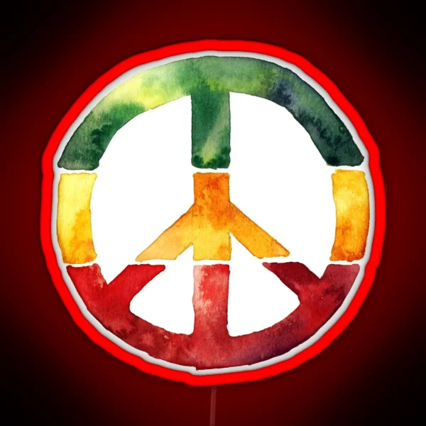 Peace Sign Rasta Reggae No War Design Rastafari Gift RGB Neon Sign