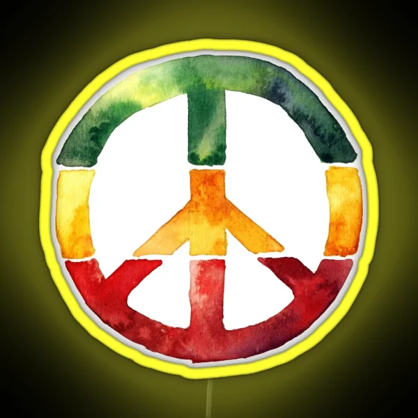 Peace Sign Rasta Reggae No War Design Rastafari Gift RGB Neon Sign