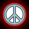 Vintage vibe peace symbol glow in the dark neon decor.
