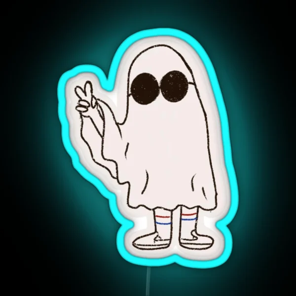 Peace Sign Sheet Ghost RGB Neon Sign