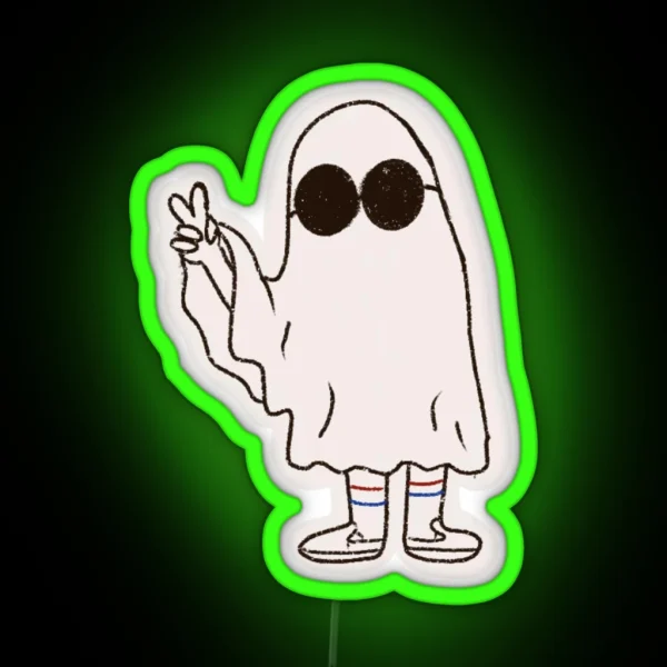 Peace Sign Sheet Ghost RGB Neon Sign