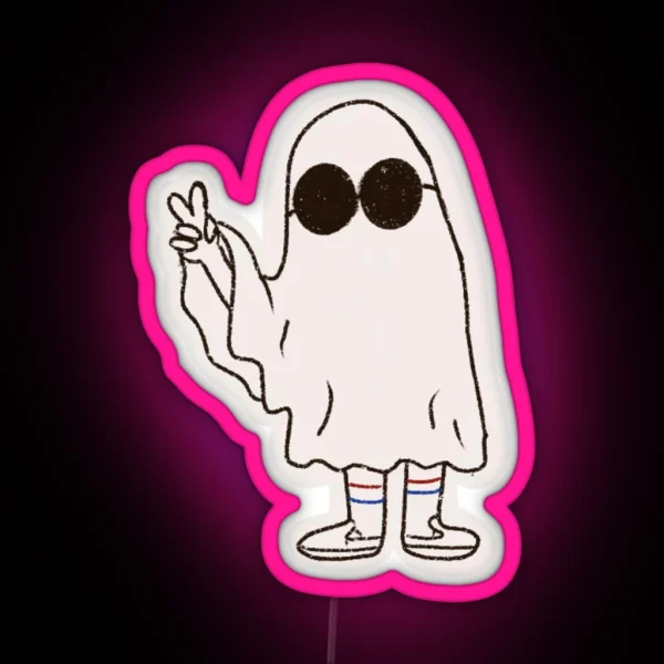 Peace Sign Sheet Ghost RGB Neon Sign