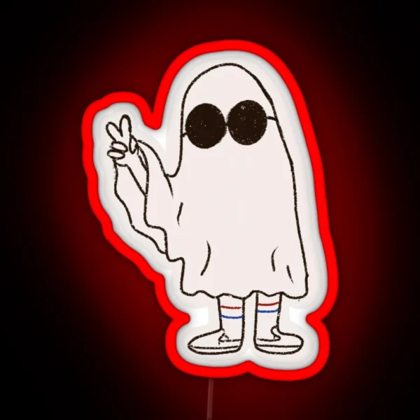 Peace Sign Sheet Ghost RGB Neon Sign