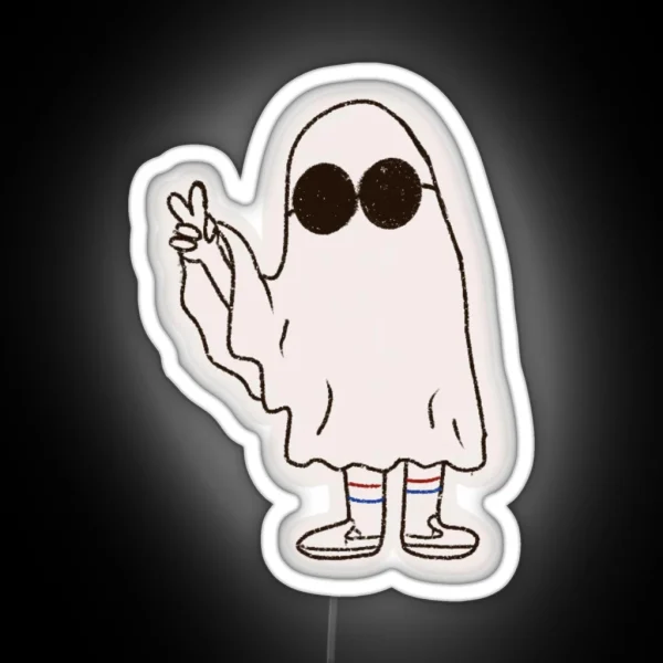 Peace Sign Sheet Ghost RGB Neon Sign