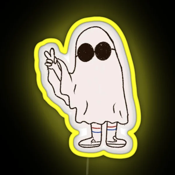 Peace Sign Sheet Ghost RGB Neon Sign